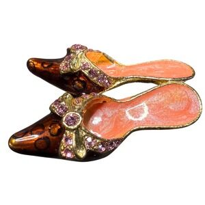 Vintage‎ Shoe High Heels Brooch Gold Tone